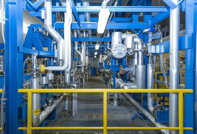 piping inside of factory